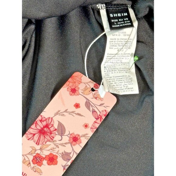 Shein MOD Backless Halter Dress Womens L Black‎ Satin - Picture 5 of 10